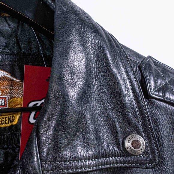 Harley Davidson Motorcycles D Pocket Leather Biker Motorcycle Jacket Large Retro - Picture 9 of 16